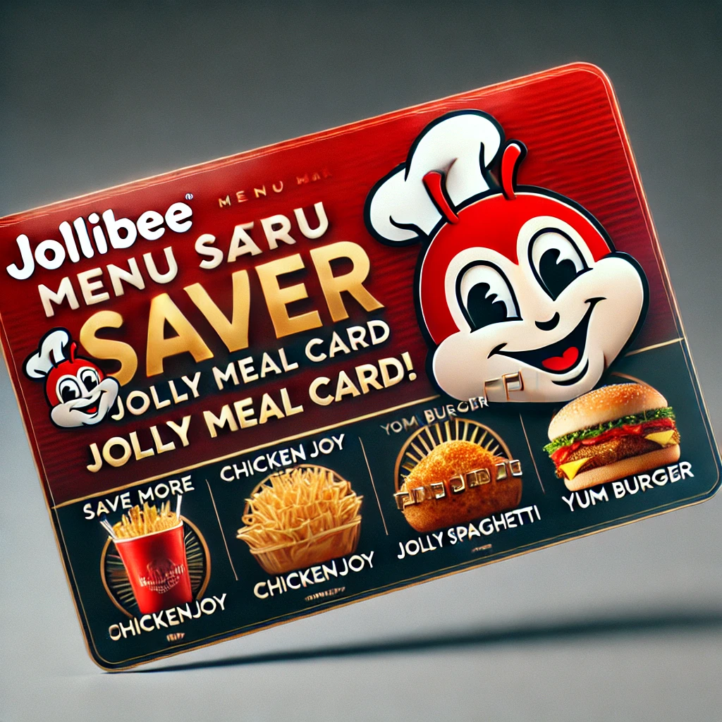 Jollibee Menu Saver Jolly Meal Card